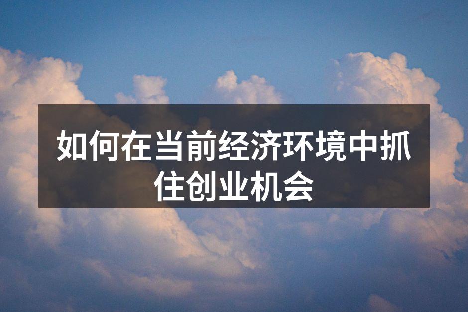 如何在当前经济环境中抓住创业机会
